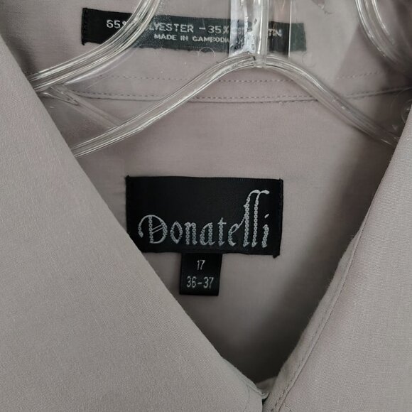 Donatelli Men's Regular Fit Dress Shirt 17 36-37 - Light Gray - Picture 3 of 3
